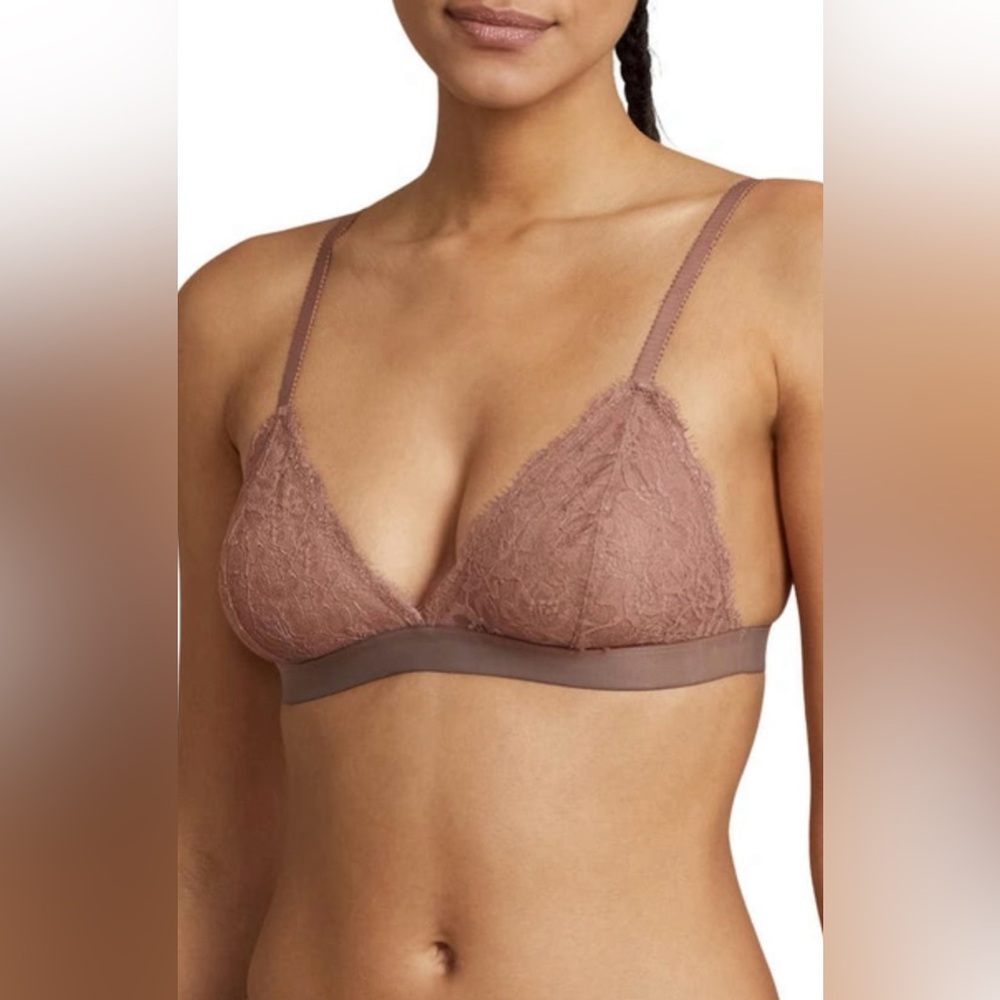 POLO Ralph Lauren Triangle Lace Bralette Bra Terracotta Nude Small